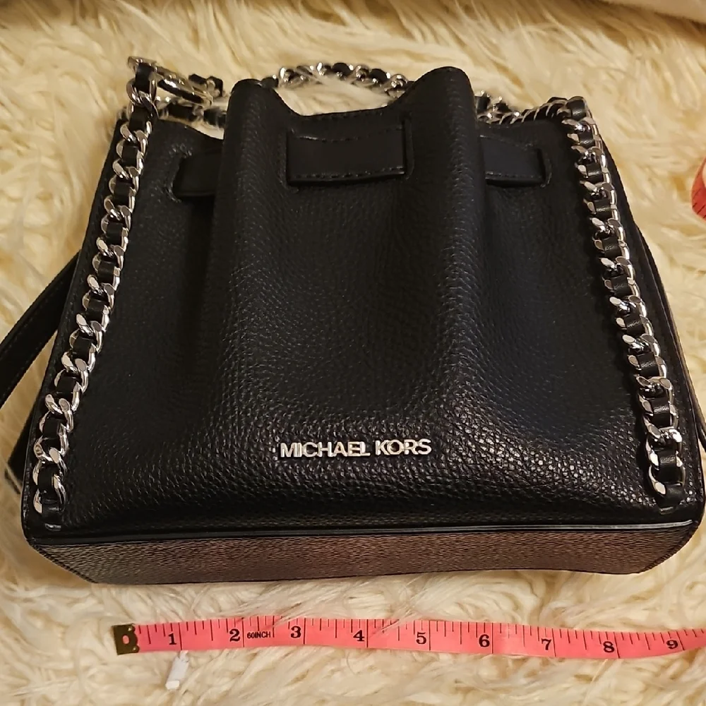 Michael Kors Black Bag with Silver Chain - Picture 3 of 7